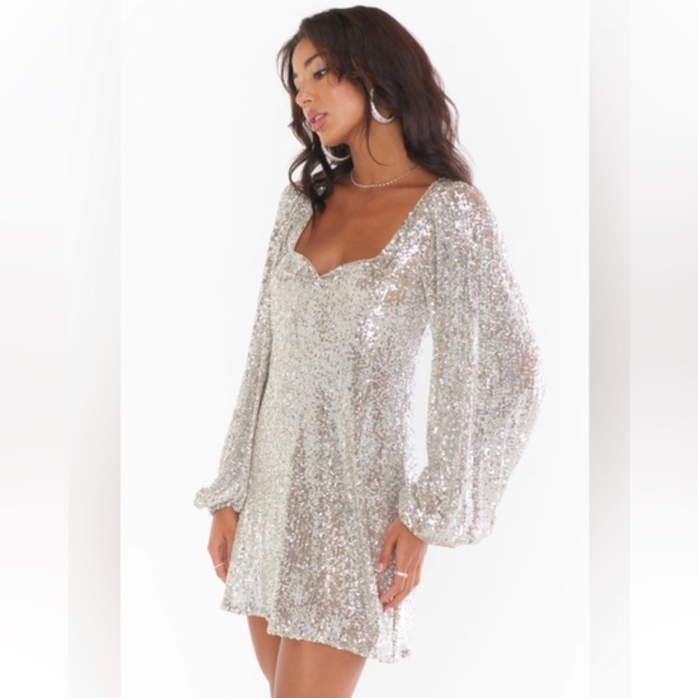 Show Me Your MuMu Glittering Silver Mini Dress